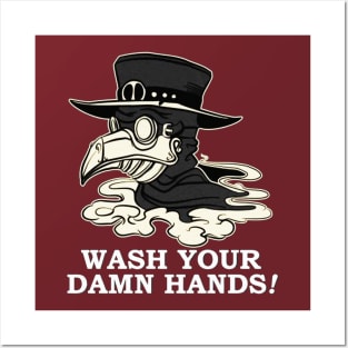 Funny Plague Doctor Wash Your Damn Hands Posters and Art